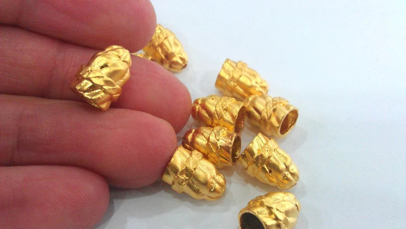 2 Gold Plated Brass Cones , Findings (12x9mm) G20398