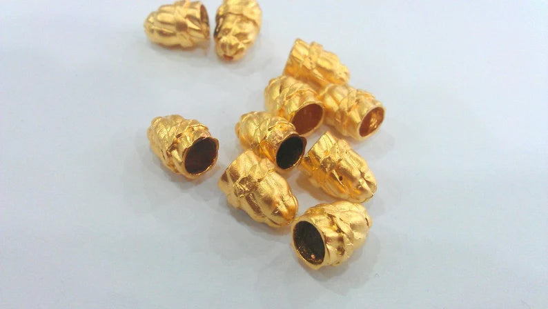 2 Gold Plated Brass Cones , Findings (12x9mm) G20398