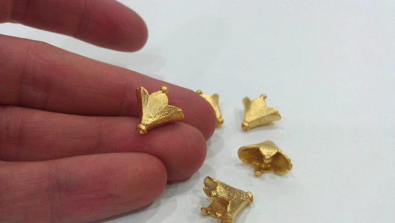 2 Pcs Cone Findings , Gold Plated Brass G35918