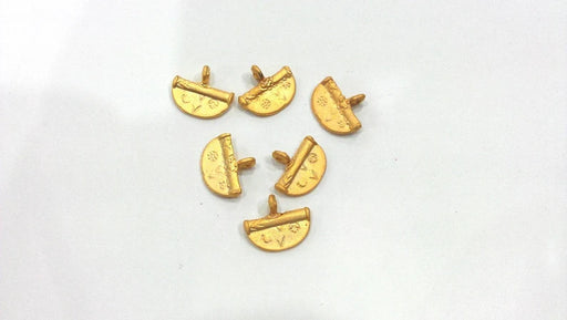 4 Gold Tribal Charms , Gold Plated Brass G19996
