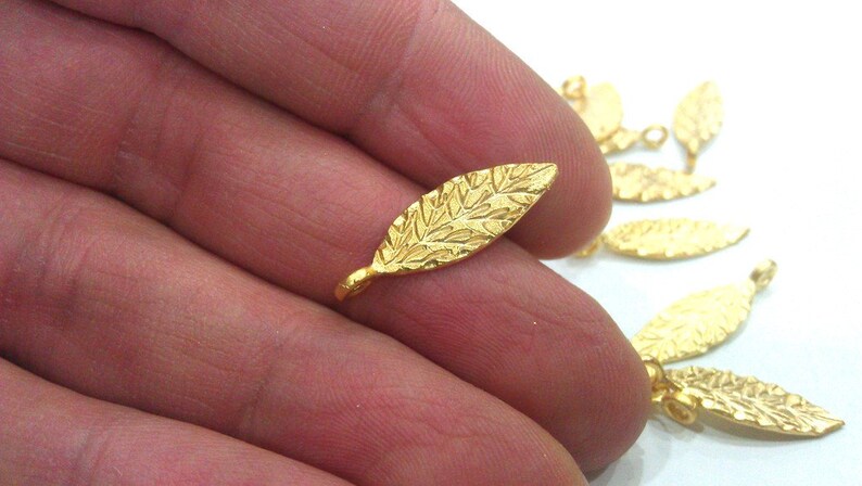 10 Leaf Charms Gold Plated Brass Charms G17903
