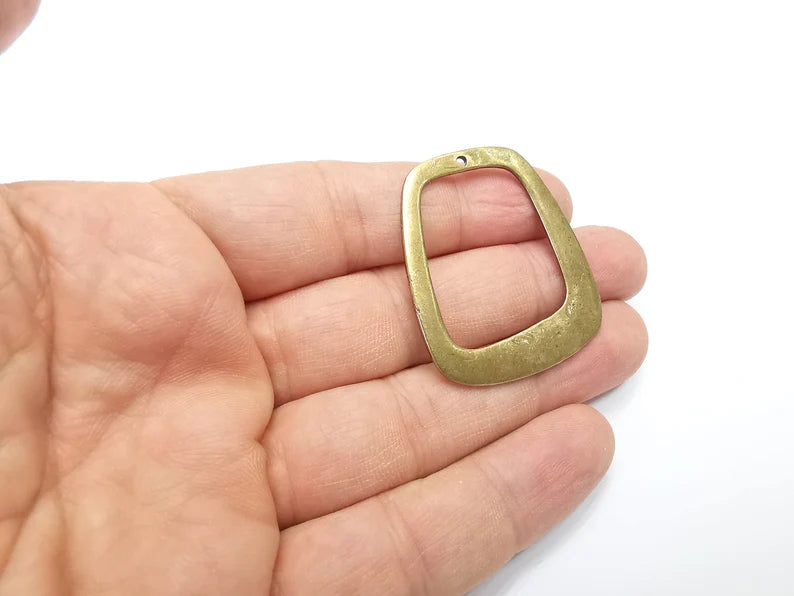 Rectangle Charm, Antique Bronze Plated Charms (43x36mm) G29422