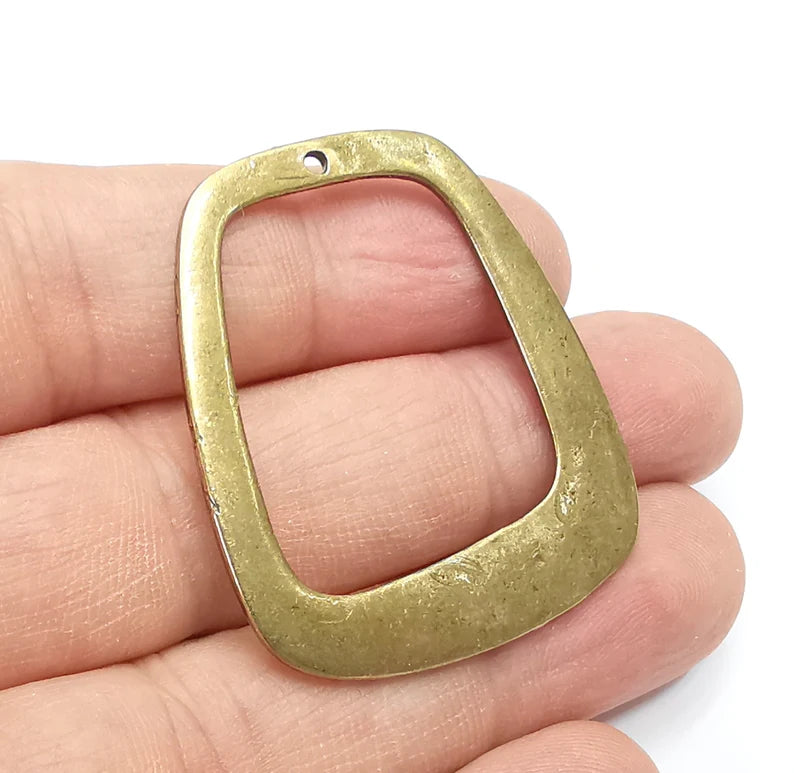 Rectangle Charm, Antique Bronze Plated Charms (43x36mm) G29422