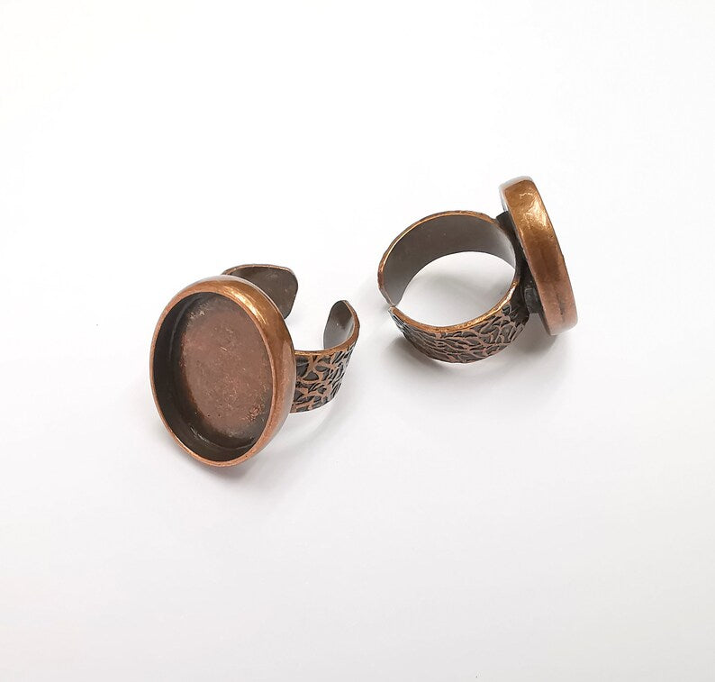 Oval Ring Blank Setting, Cabochon Mounting, Antique Copper Adjustable Resin Ring Base Bezels, Inlay Ring Mosaic frame (25x18mm) G29457
