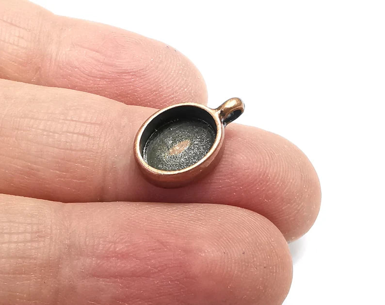 5 Oval Pendant Blanks, Resin Bezel Bases, Mosaic Mountings, Dry flower Frame, Polymer Clay base, Antique Copper Plated (10x8mm) G29681