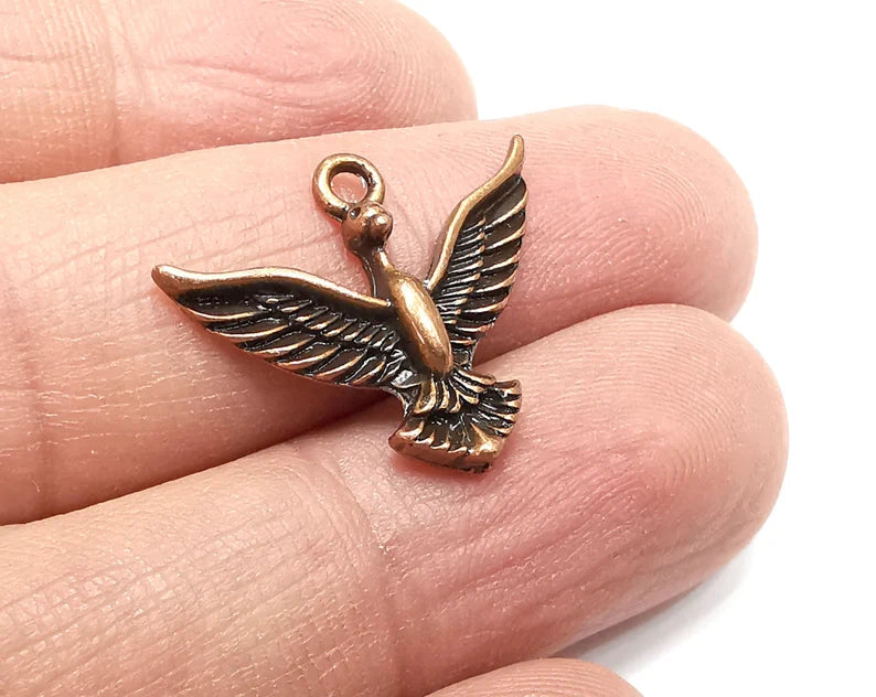 5 Bird Charms Antique Copper Plated (24x20mm) G29825