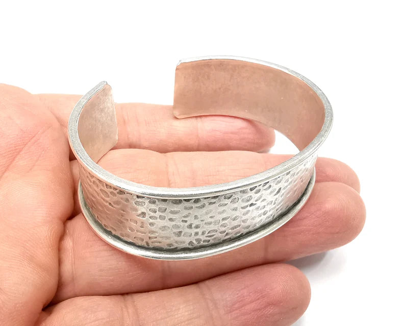 Hammered Bracelet Blanks Cuff Blanks Adjustable Bracelet Blank Antique Silver Plated Brass (16mm ) G29840