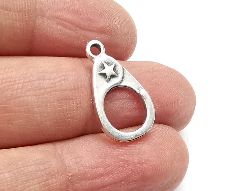 Star Charms, Antique Silver Plated Charms (22x12mm) G29851