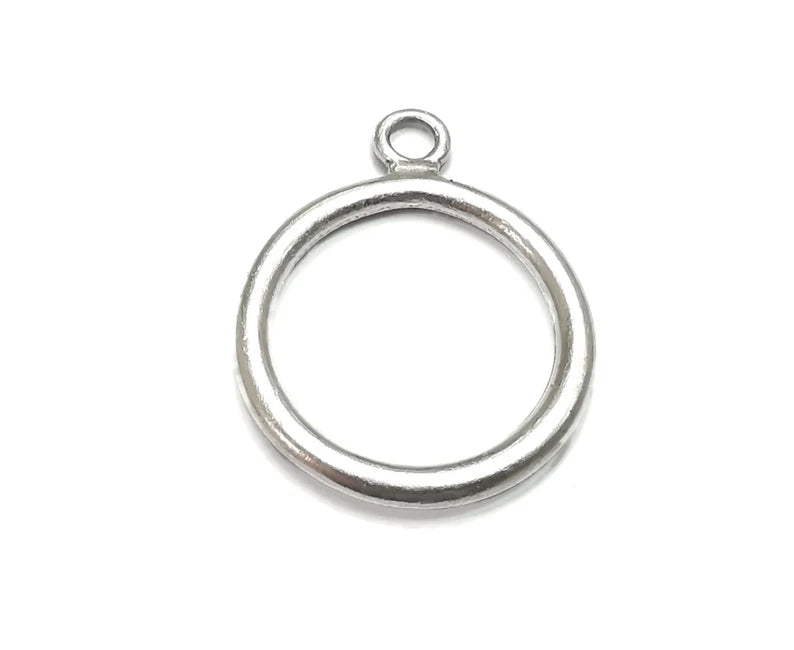 4 Circle Hoop Charms, Dangle Charms Antique Silver Plated (30x23mm) G29854