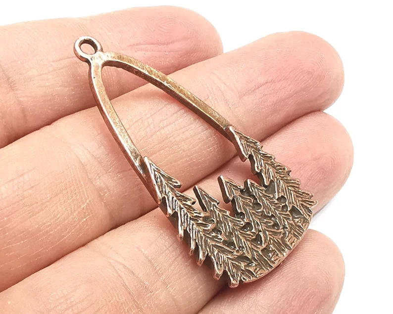 Pine Tree Charms, Dangle Charms Antique Copper Plated (47x24mm) G29860