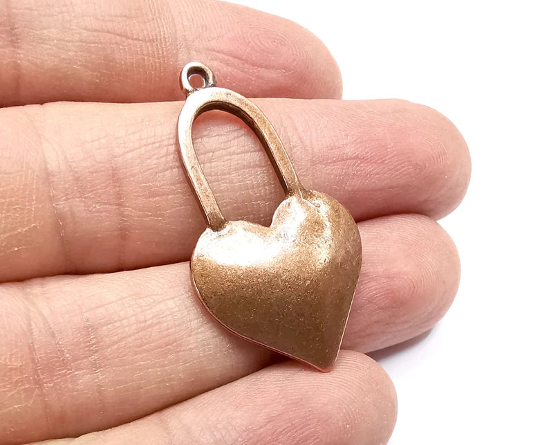 Heart Charms, Dangle Charms Antique Copper Plated (38x21mm) G29861