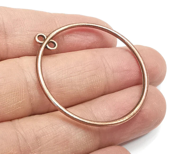 2 Hoop Connector Charms, Dangle Charms Antique Copper Plated (42x38mm) G29868