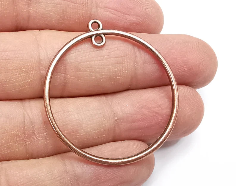 2 Hoop Connector Charms, Dangle Charms Antique Copper Plated (42x38mm) G29868