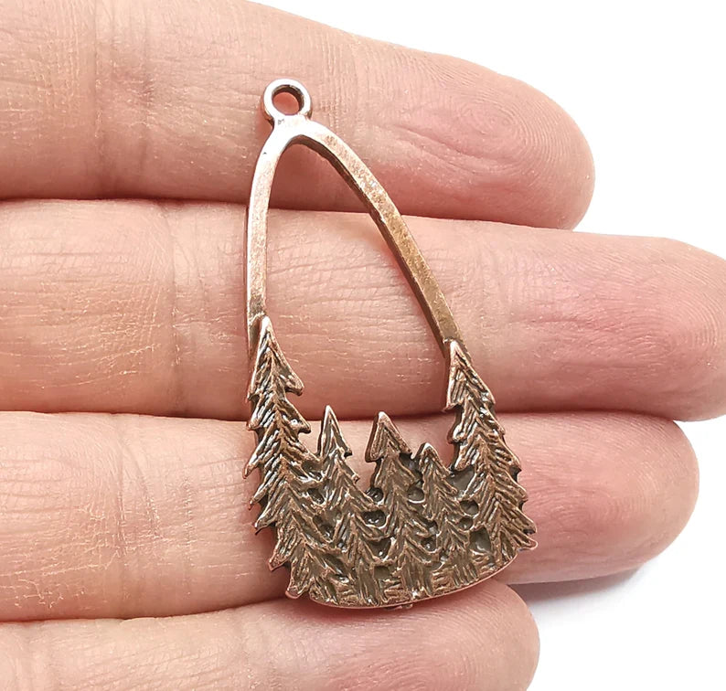 Pine Tree Charms, Dangle Charms Antique Copper Plated (47x24mm) G29860