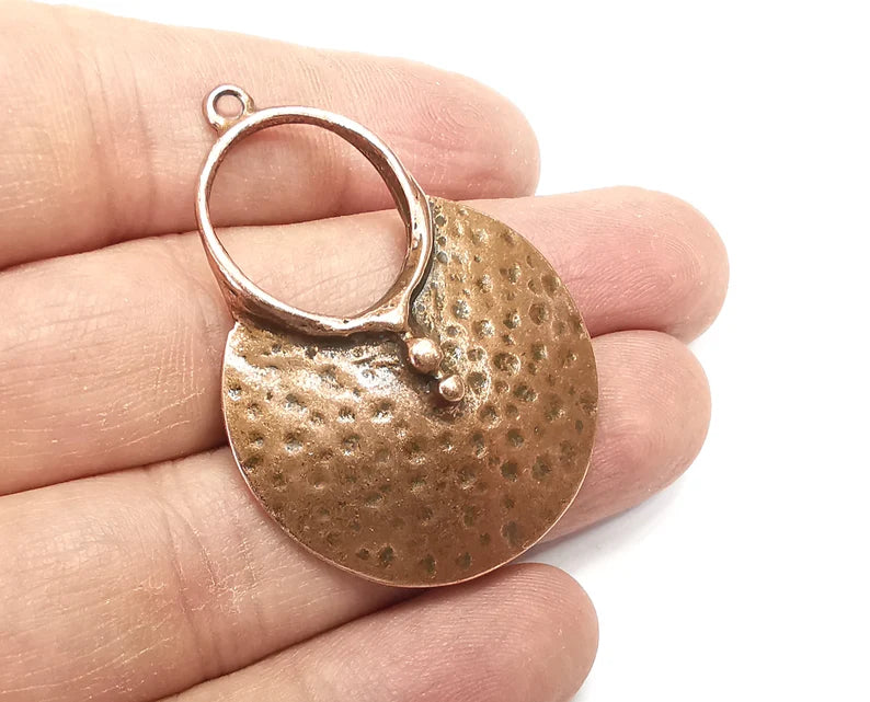 Hammered Ethnic Charms Antique Copper Plated Charms (49x35mm) G29875
