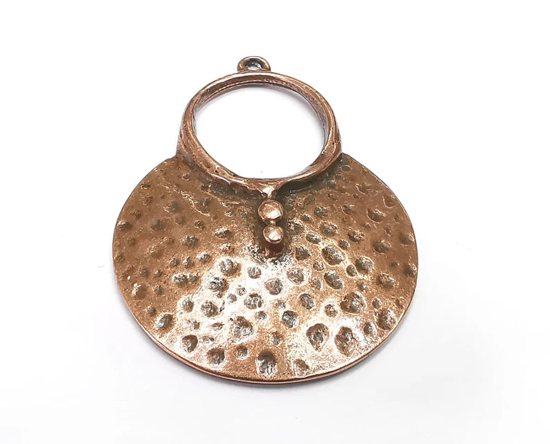 Hammered Ethnic Charms Antique Copper Plated Charms (49x35mm) G29875