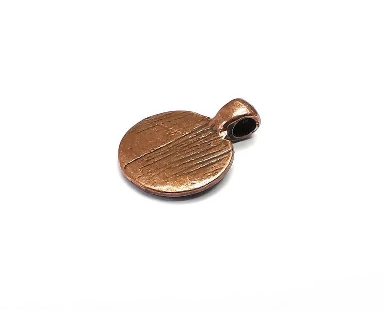 5 Disc Round Charms Pendant Antique Copper Plated Charms (16x12mm) G29877
