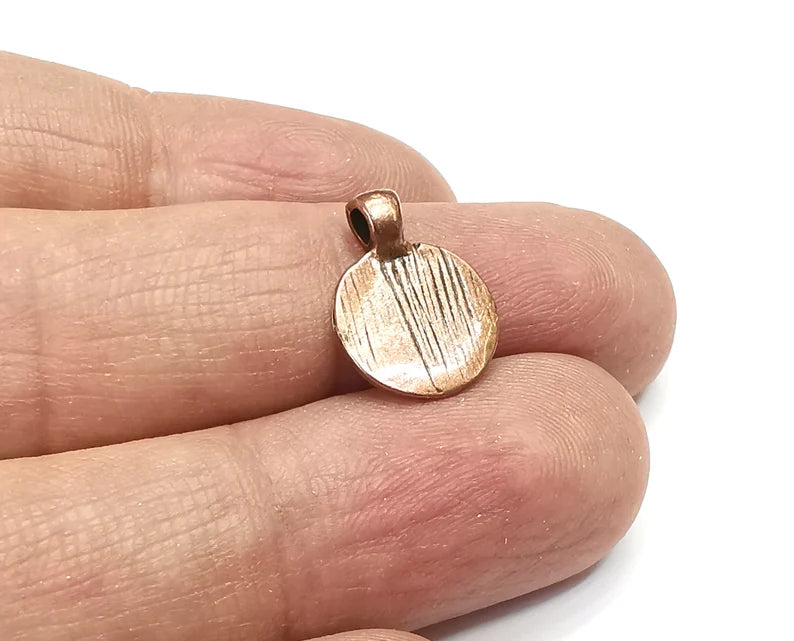 5 Disc Round Charms Pendant Antique Copper Plated Charms (16x12mm) G29877