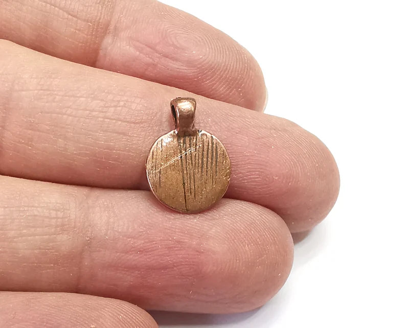 5 Disc Round Charms Pendant Antique Copper Plated Charms (16x12mm) G29877
