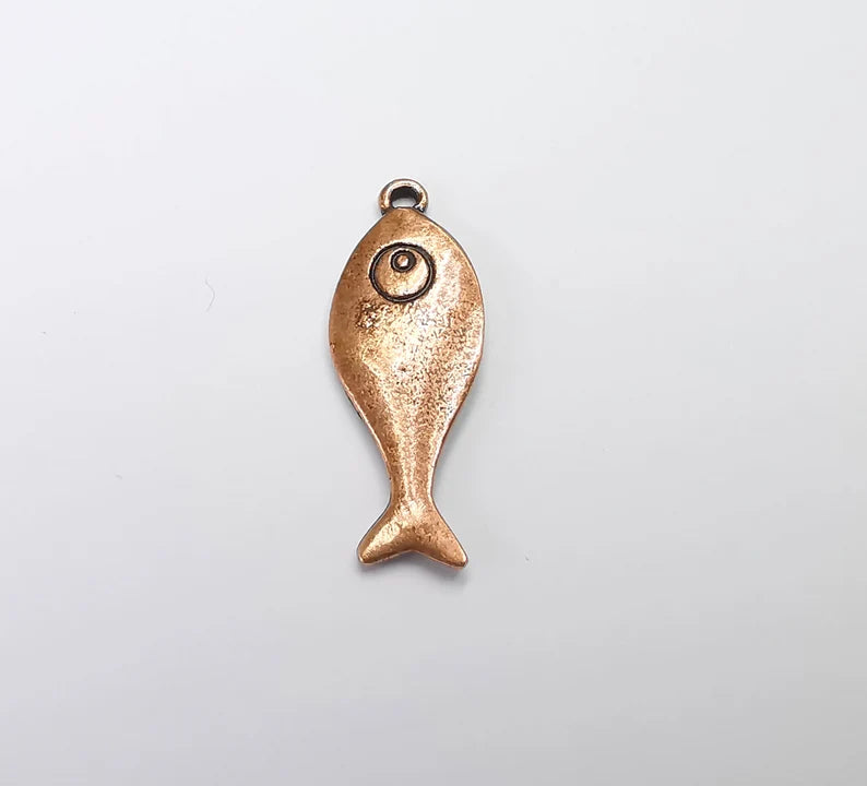 5 Fish Charms Antique Copper Plated Charms (33x13mm) G29885