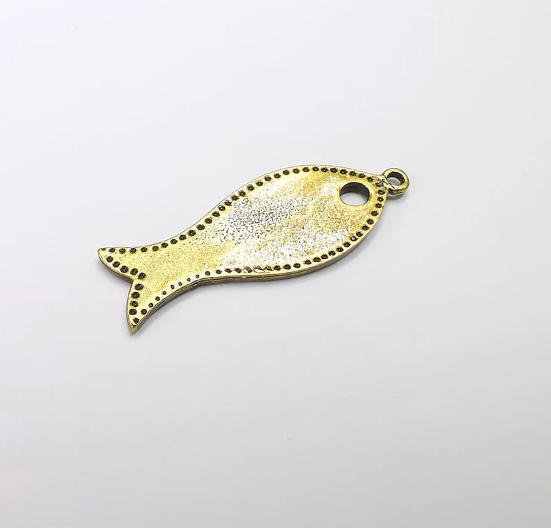 Fish Charms Antique Bronze Plated Charms (42x15mm) G29894