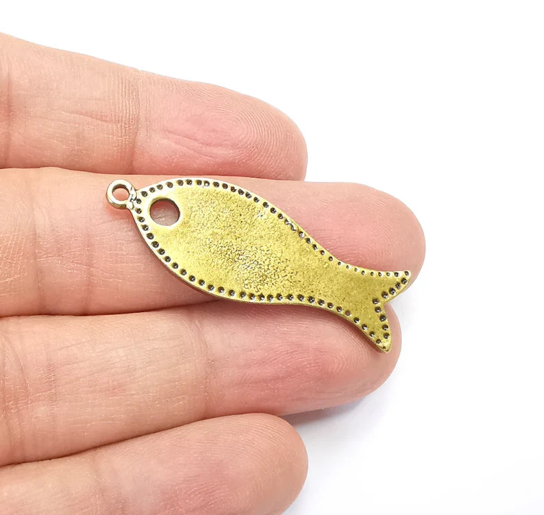 Fish Charms Antique Bronze Plated Charms (42x15mm) G29894