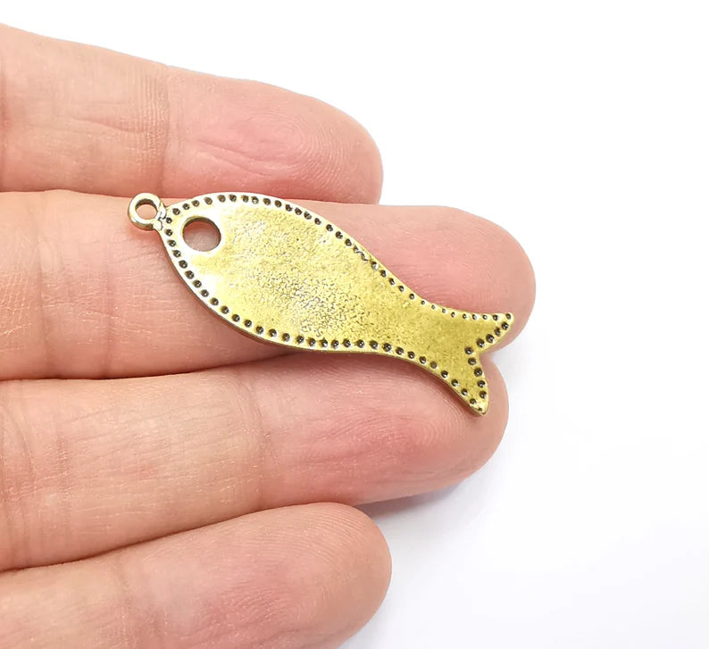Fish Charms Antique Bronze Plated Charms (42x15mm) G29894