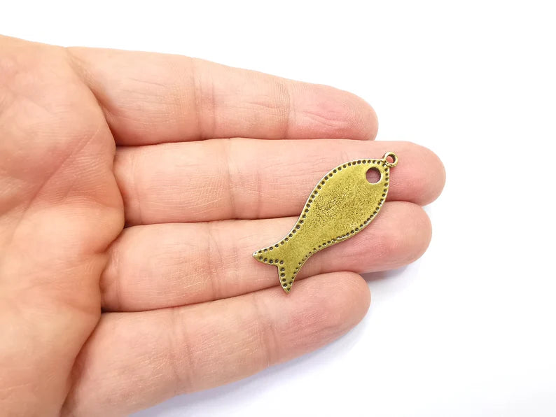 Fish Charms Antique Bronze Plated Charms (42x15mm) G29894