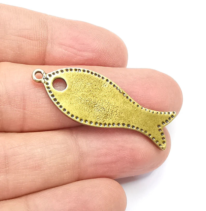 Fish Charms Antique Bronze Plated Charms (42x15mm) G29894