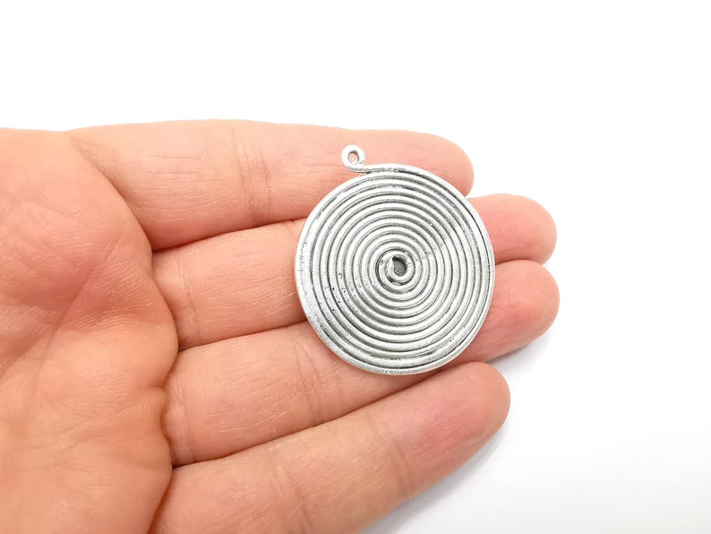 Swirl Pendant Blank Bezel Mosaic Necklace Base Inlay Resin Blank Antique Silver Plated Brass (14 mm blank) G29899