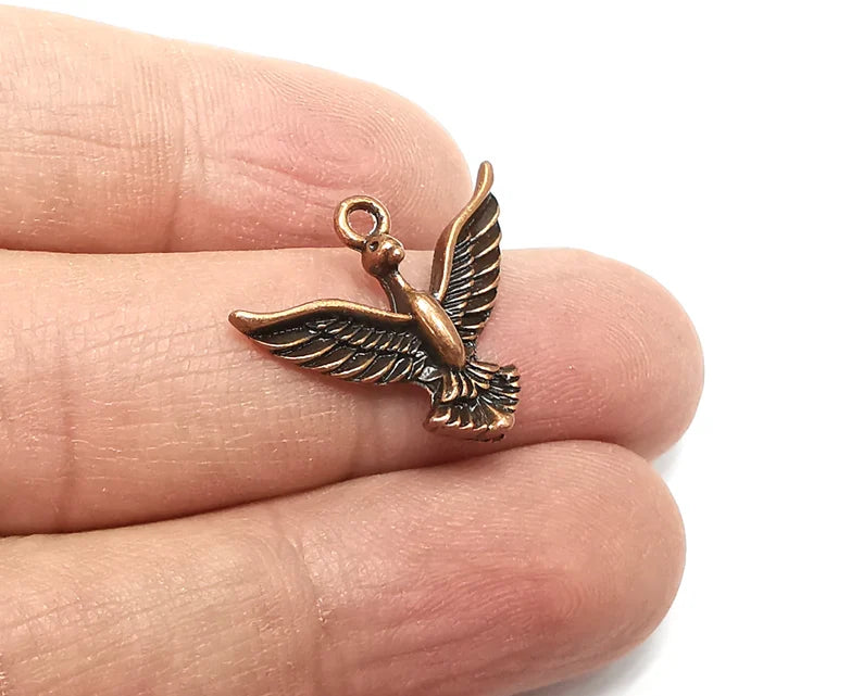 5 Bird Charms Antique Copper Plated (24x20mm) G29825
