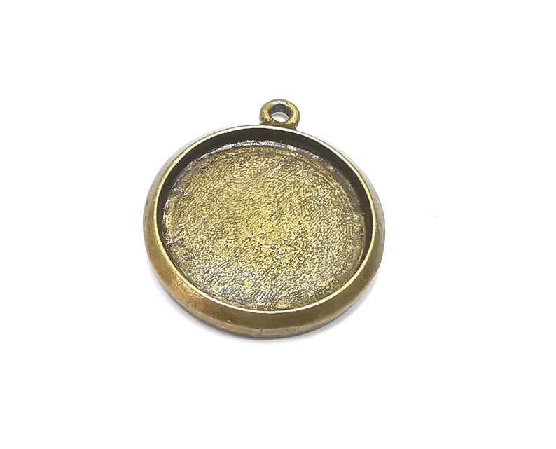 Round Pendant Blanks, Resin Bezel Bases, Mosaic Mountings, Polymer Clay base, Antique Bronze Plated (25mm) G29834