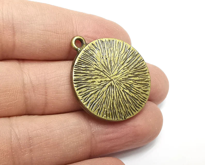 Round Pendant Blanks, Resin Bezel Bases, Mosaic Mountings, Polymer Clay base, Antique Bronze Plated (25mm) G29834