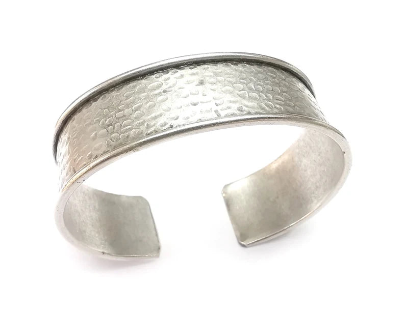 Hammered Bracelet Blanks Cuff Blanks Adjustable Bracelet Blank Antique Silver Plated Brass (16mm ) G29840