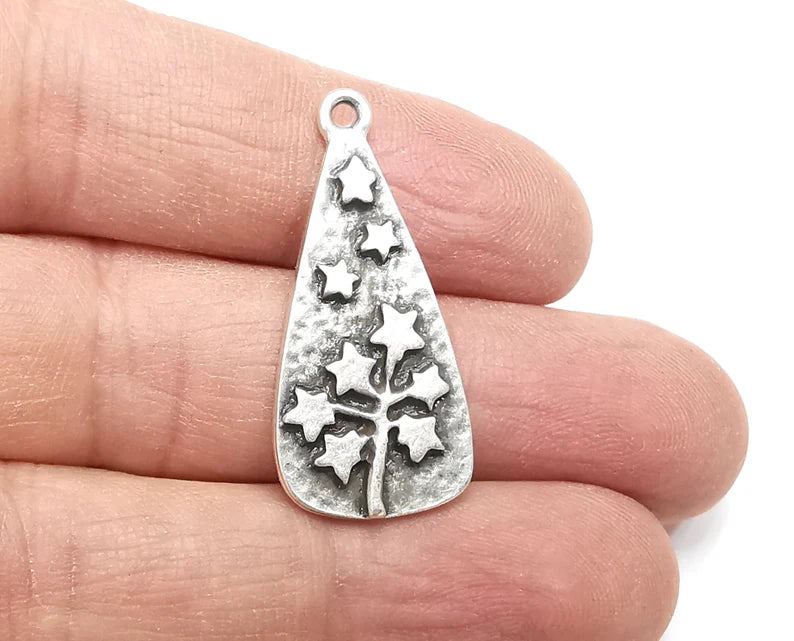 Dandelion Charms, Stars Branch Charms Antique Silver Plated Charms (34x16mm) G29842