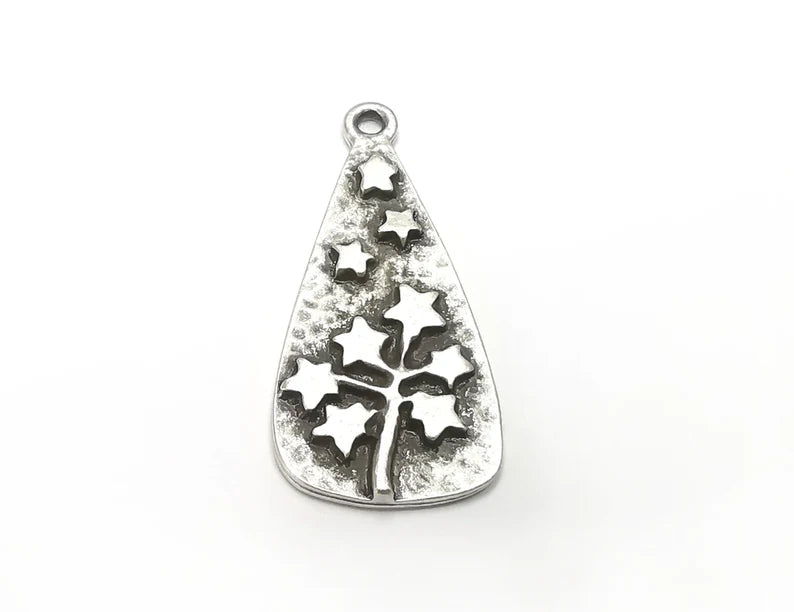 Dandelion Charms, Stars Branch Charms Antique Silver Plated Charms (34x16mm) G29842