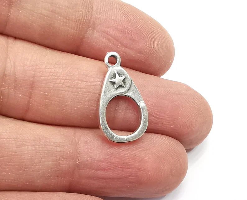 Star Charms, Antique Silver Plated Charms (22x12mm) G29851