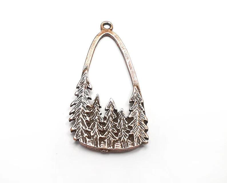 Pine Tree Charms, Dangle Charms Antique Copper Plated (47x24mm) G29860