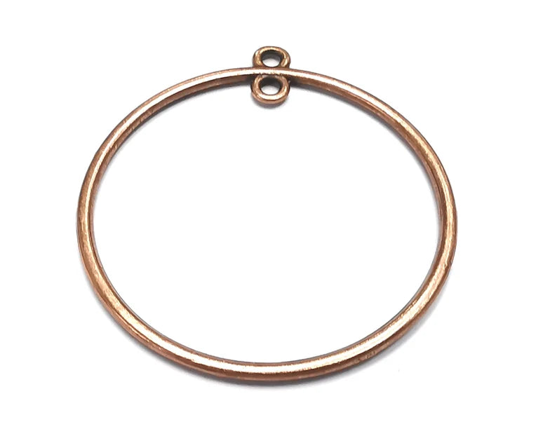 2 Hoop Connector Charms, Dangle Charms Antique Copper Plated (42x38mm) G29868