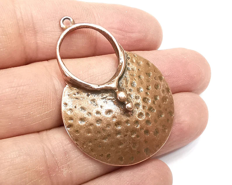 Hammered Ethnic Charms Antique Copper Plated Charms (49x35mm) G29875