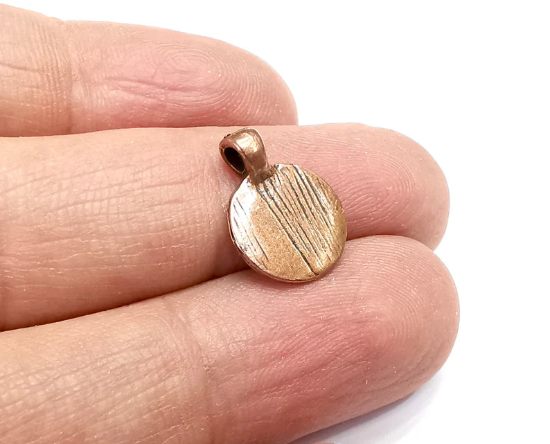 5 Disc Round Charms Pendant Antique Copper Plated Charms (16x12mm) G29877