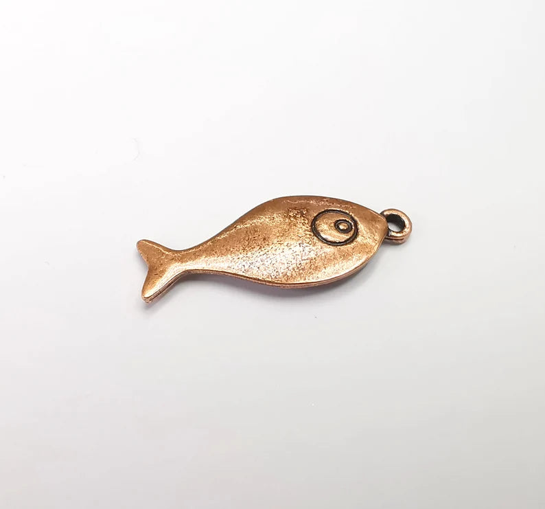 5 Fish Charms Antique Copper Plated Charms (33x13mm) G29885