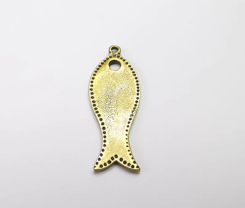 Fish Charms Antique Bronze Plated Charms (42x15mm) G29894