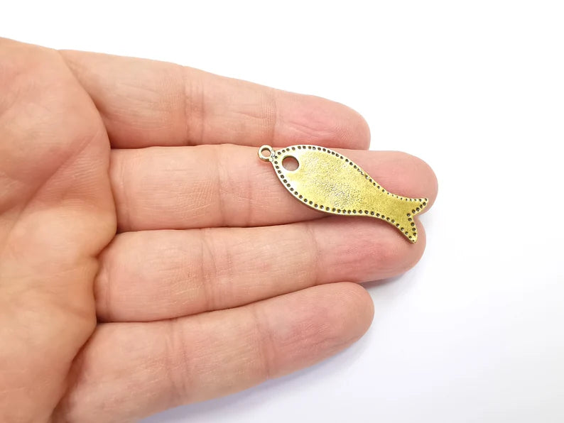 Fish Charms Antique Bronze Plated Charms (42x15mm) G29894