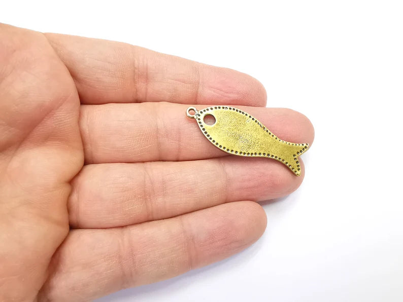 Fish Charms Antique Bronze Plated Charms (42x15mm) G29894