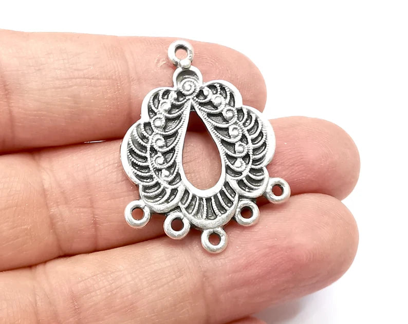 Drop Charms, Connector Dangle Charms Antique Silver Plated (35x28mm) G33497