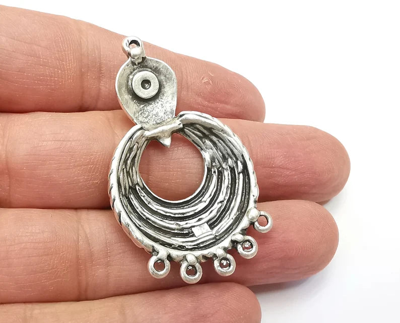 Twisted Charms, Connector Dangle Charms Antique Silver Plated (51x30mm) G33499