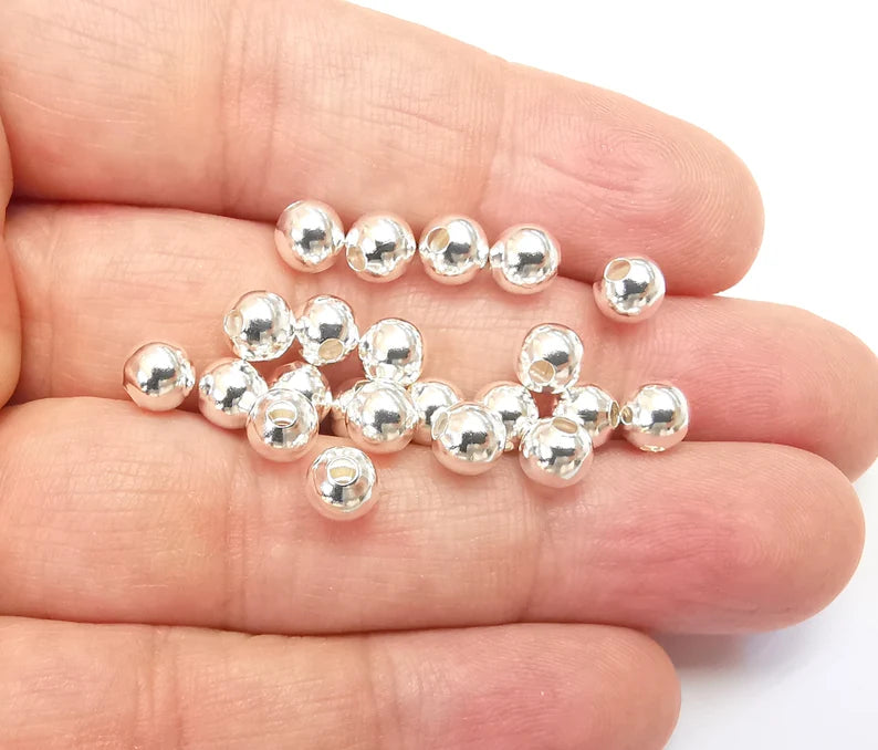 Sterling silver ball beads discount