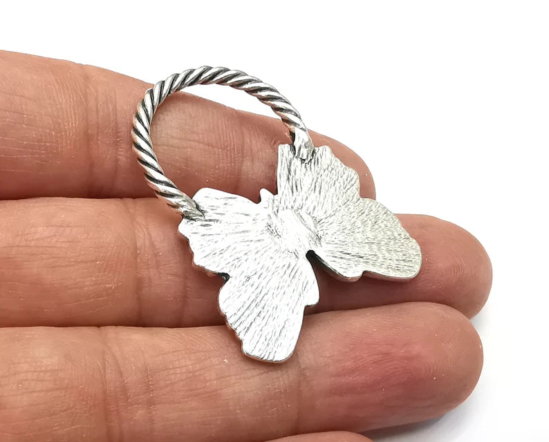 Butterfly Charms, Antique Silver Plated Dangle Charms (44x32mm) G33502