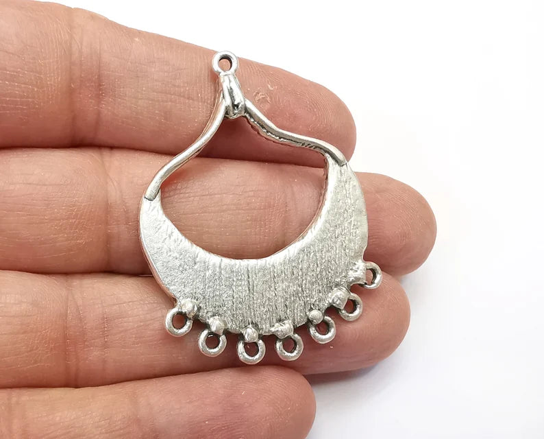 Leaves Charms, Connector Antique Silver Plated Dangle Charms (48x35mm) G33504